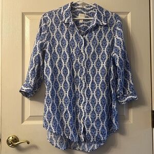 Chico’s, Size 1, linen button down shirt